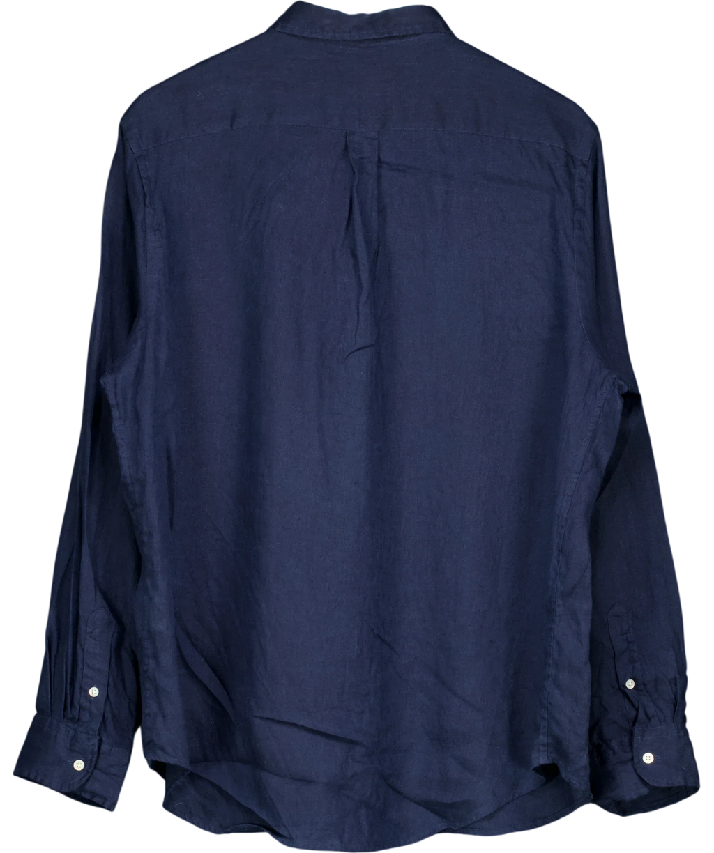 Polo by Ralph Lauren navy Classic Fit Linen Shirt, size UK XL — back