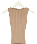 DISSH taupe Sienna Taupe Ribbed Knit Tank Top, size UK XS — front