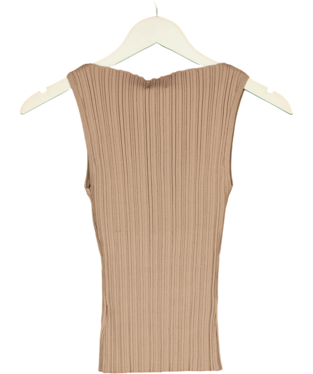 DISSH taupe Sienna Taupe Ribbed Knit Tank Top, size UK XS — back