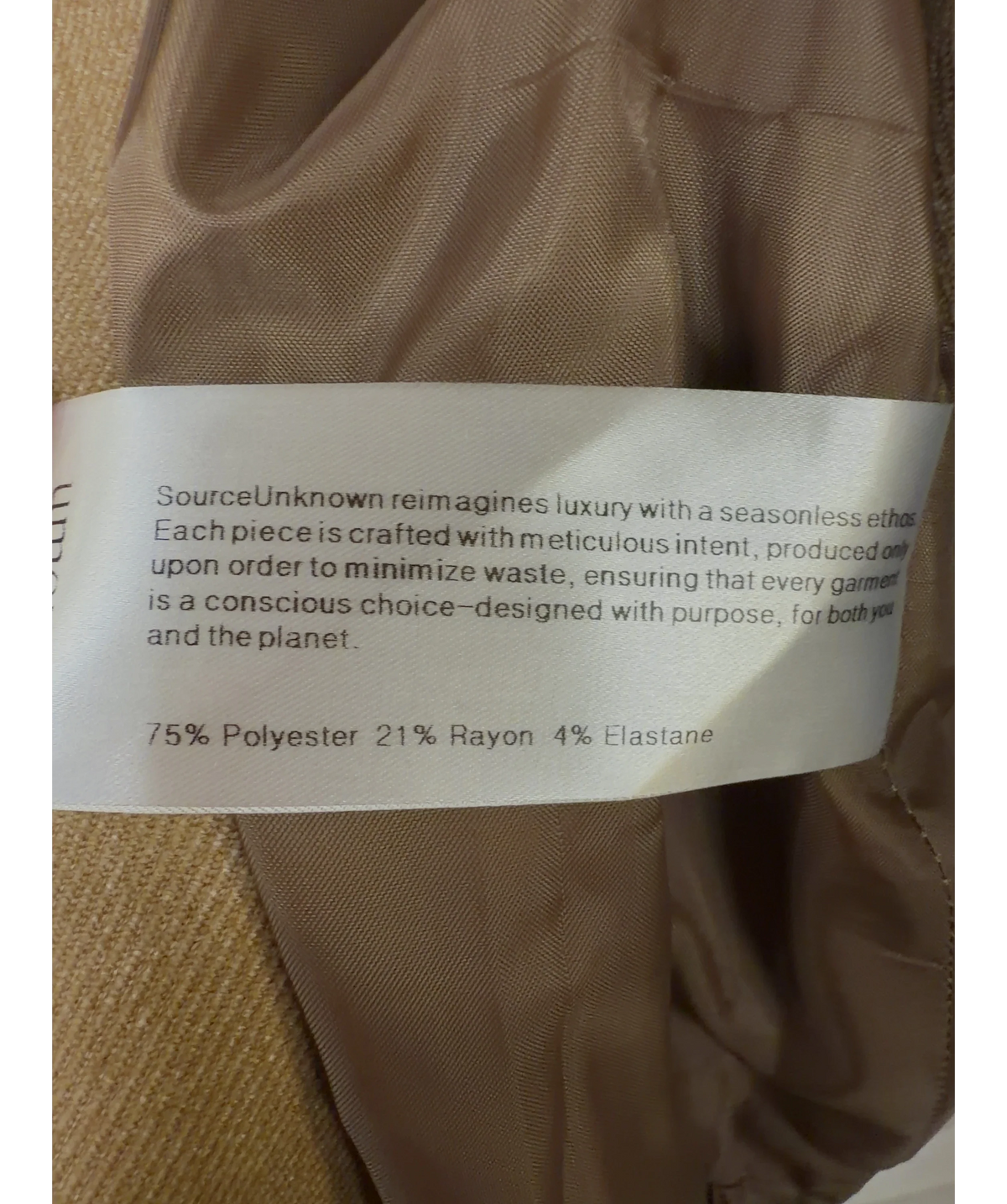 Source Unknown Beige Nangy Double Breasted Cinched Blazer, size UK XS/S — label