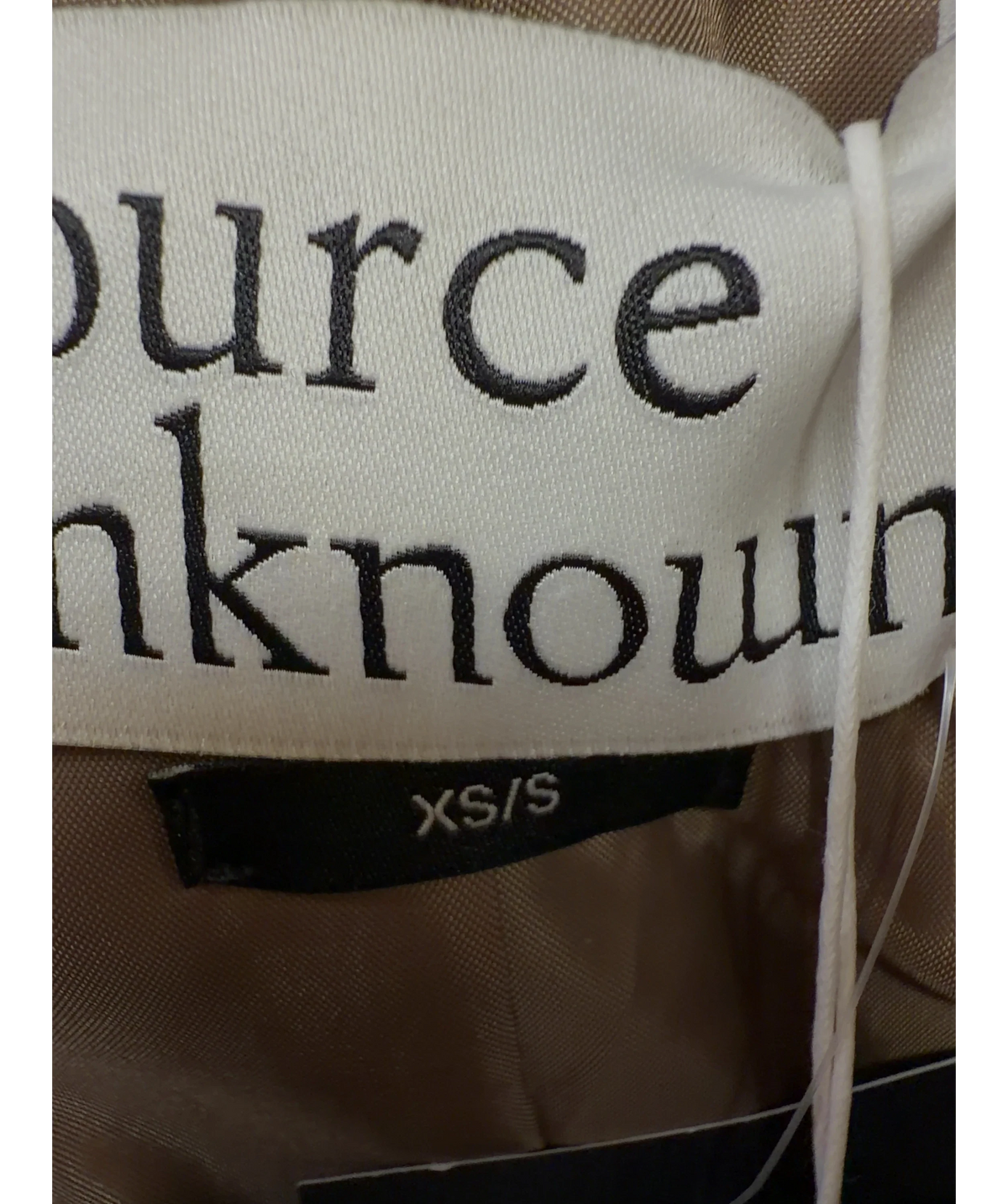 Source Unknown Beige Nangy Double Breasted Cinched Blazer, size UK XS/S — care label