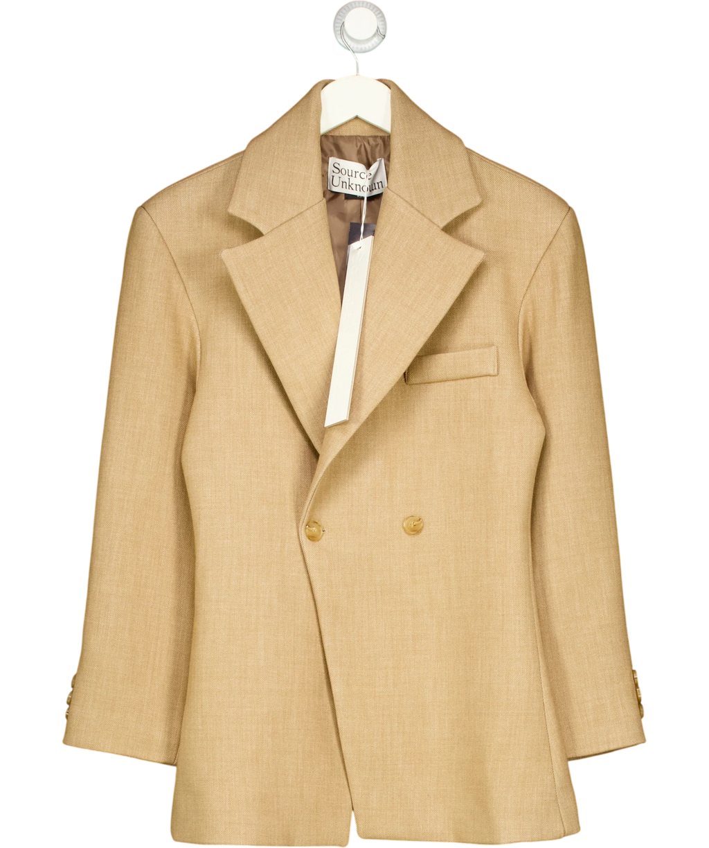 Source Unknown Beige Nangy Double Breasted Cinched Blazer, size UK XS/S — front