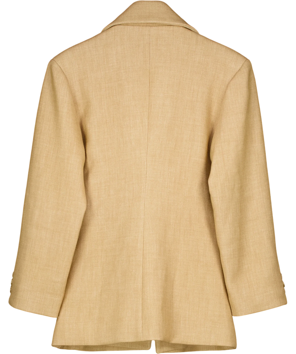 Source Unknown Beige Nangy Double Breasted Cinched Blazer, size UK XS/S — back