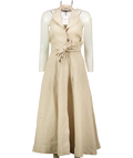 REISS Beige Tara Halterneck Linen Midi Dress, size UK 6 — front