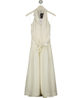 REISS ivory Tor Sleeveless Tie-Front Midi Dress with Linen, size UK 4 — front