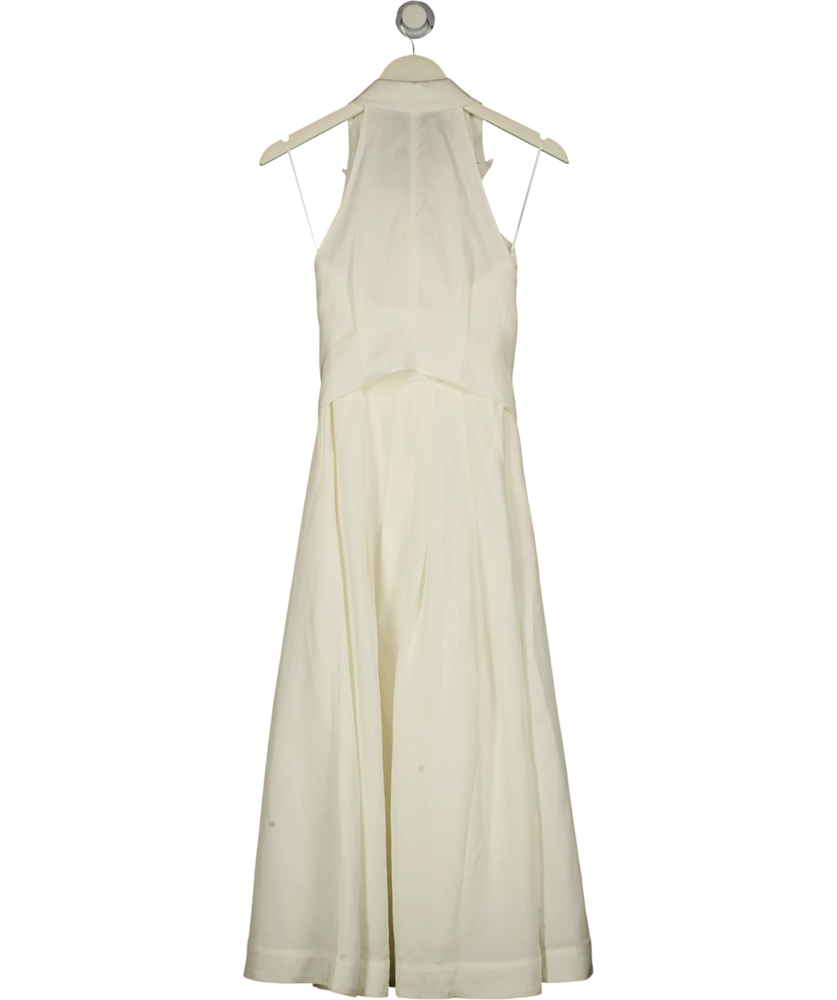 REISS ivory Tor Sleeveless Tie-Front Midi Dress with Linen, size UK 4 — back