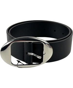 H&M Black & Silver Oversized Oval Buckle Belt XS