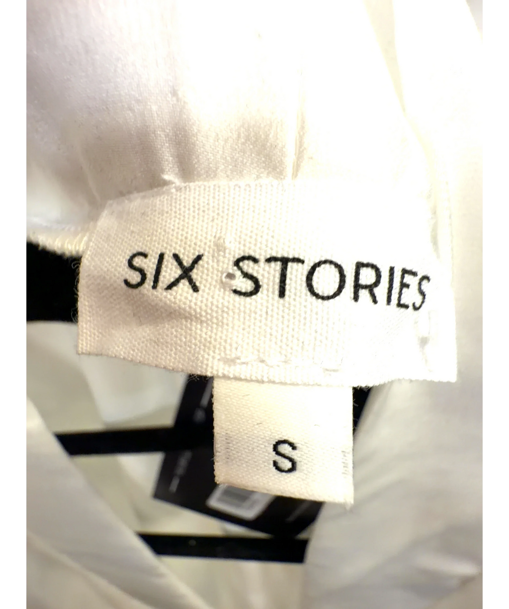 Six Stories White Chiffon Sleeve Maxi Satin Robe, size UK S — care label