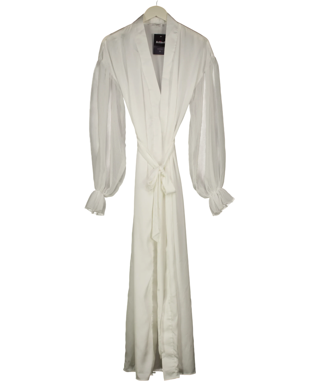 Six Stories White Chiffon Sleeve Maxi Satin Robe, size UK S — front