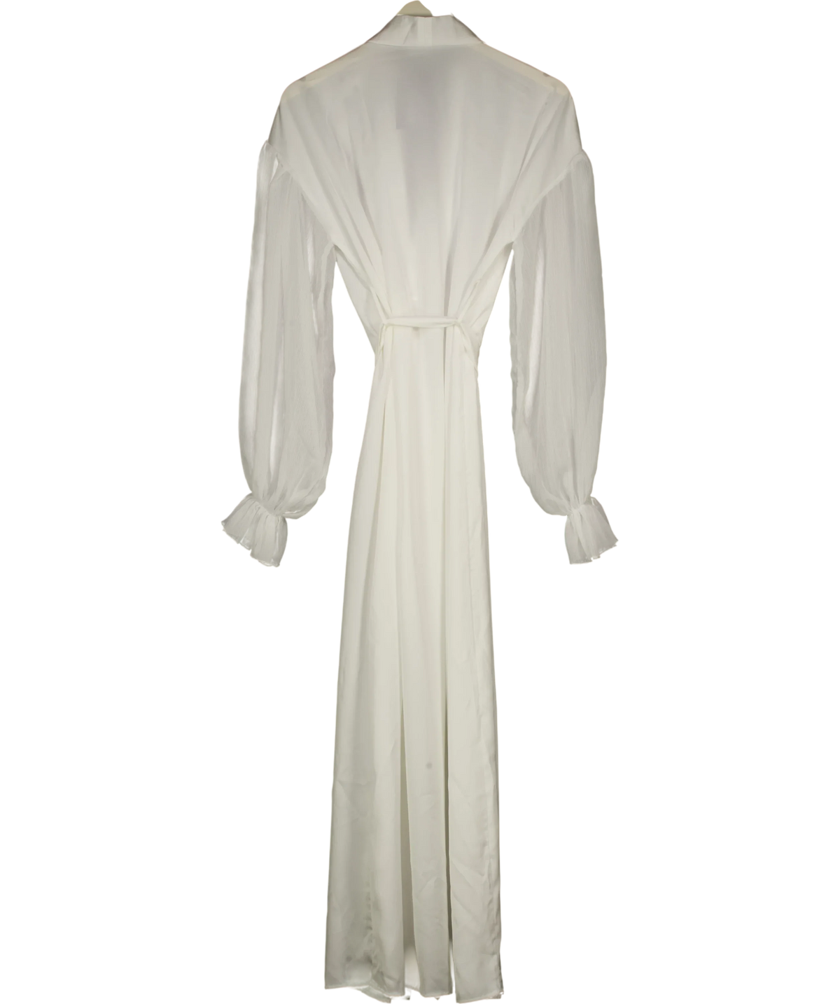 Six Stories White Chiffon Sleeve Maxi Satin Robe, size UK S — back