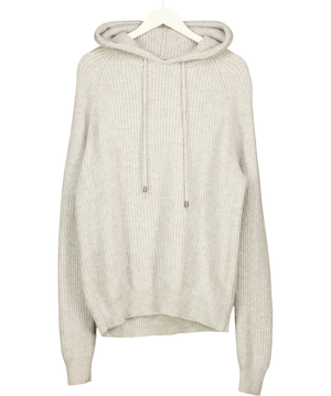 The White Company Grey 100% Cashmere ribbed knit  Hoodie UK L