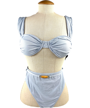Malina Textured Seersucker Bikini Blue UK XS