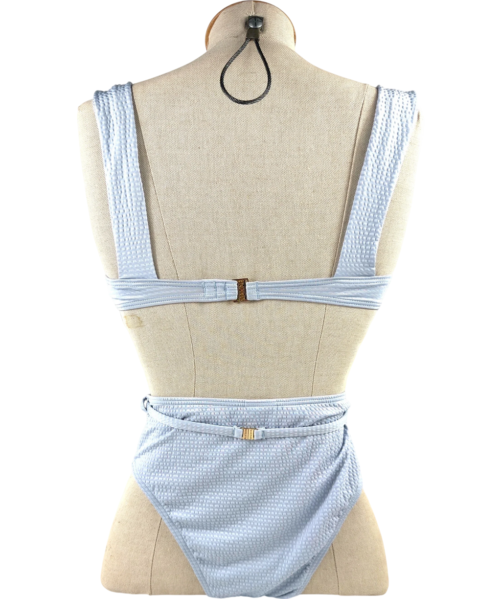 Malina Blue textured seersucker bikini, size UK XS — back