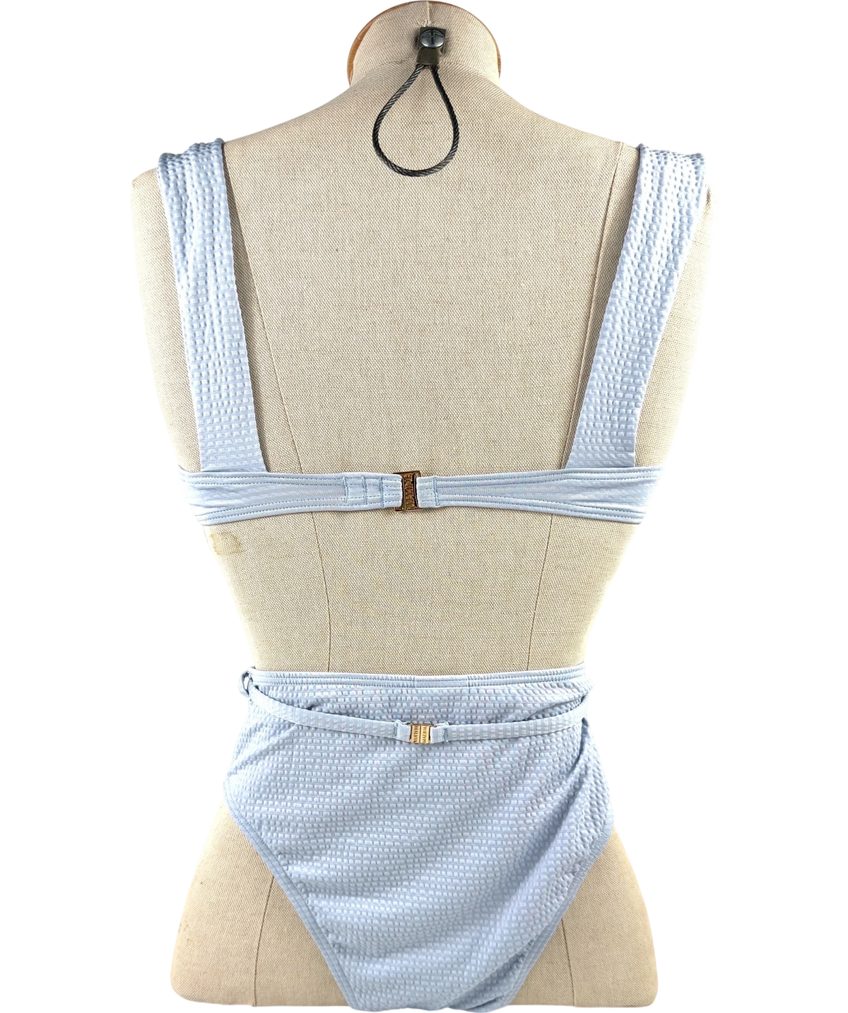 Malina Blue textured seersucker bikini, size UK XS — back