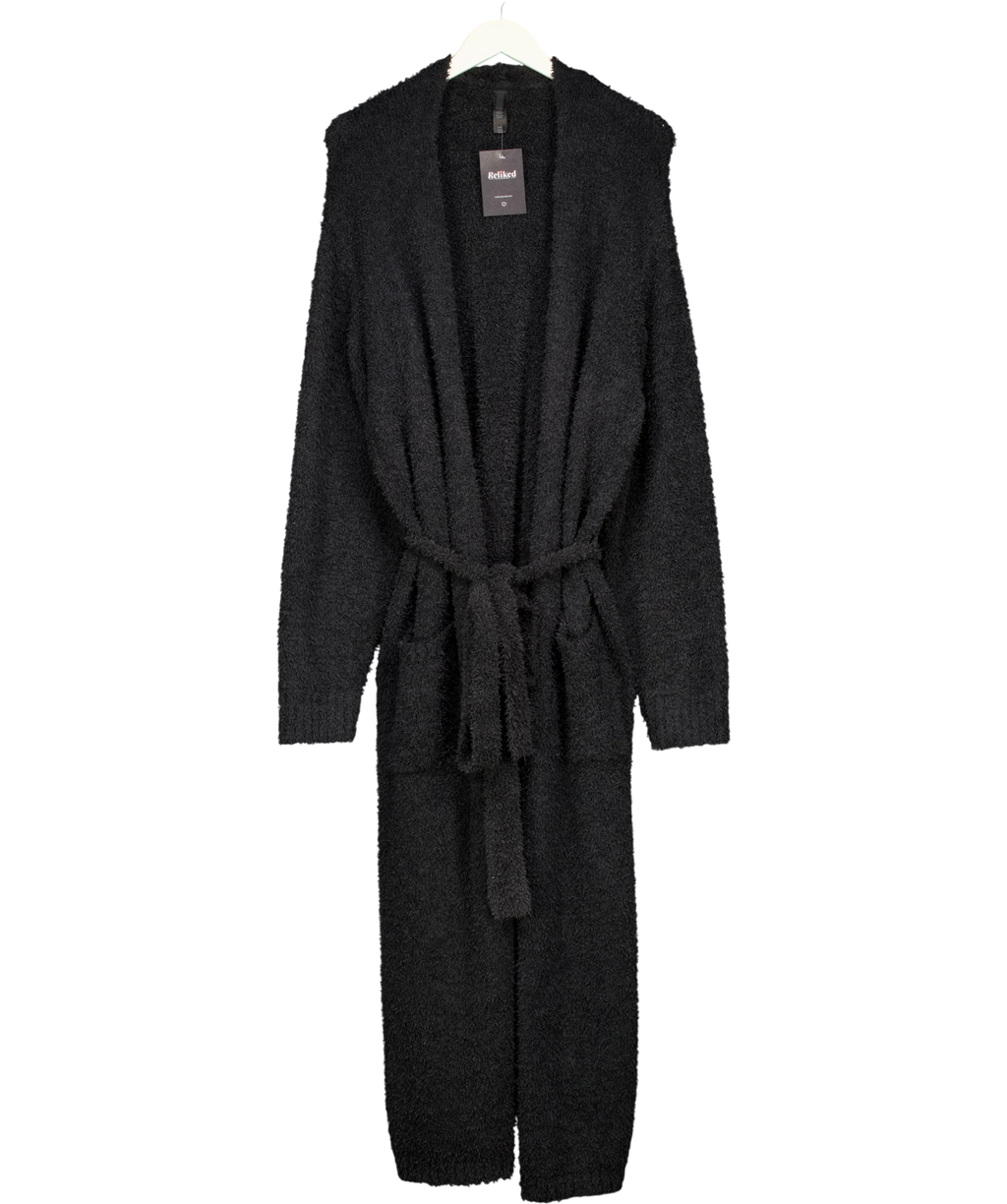 SKIMS Black Cozy Knit Long Robe, size UK S/M — front