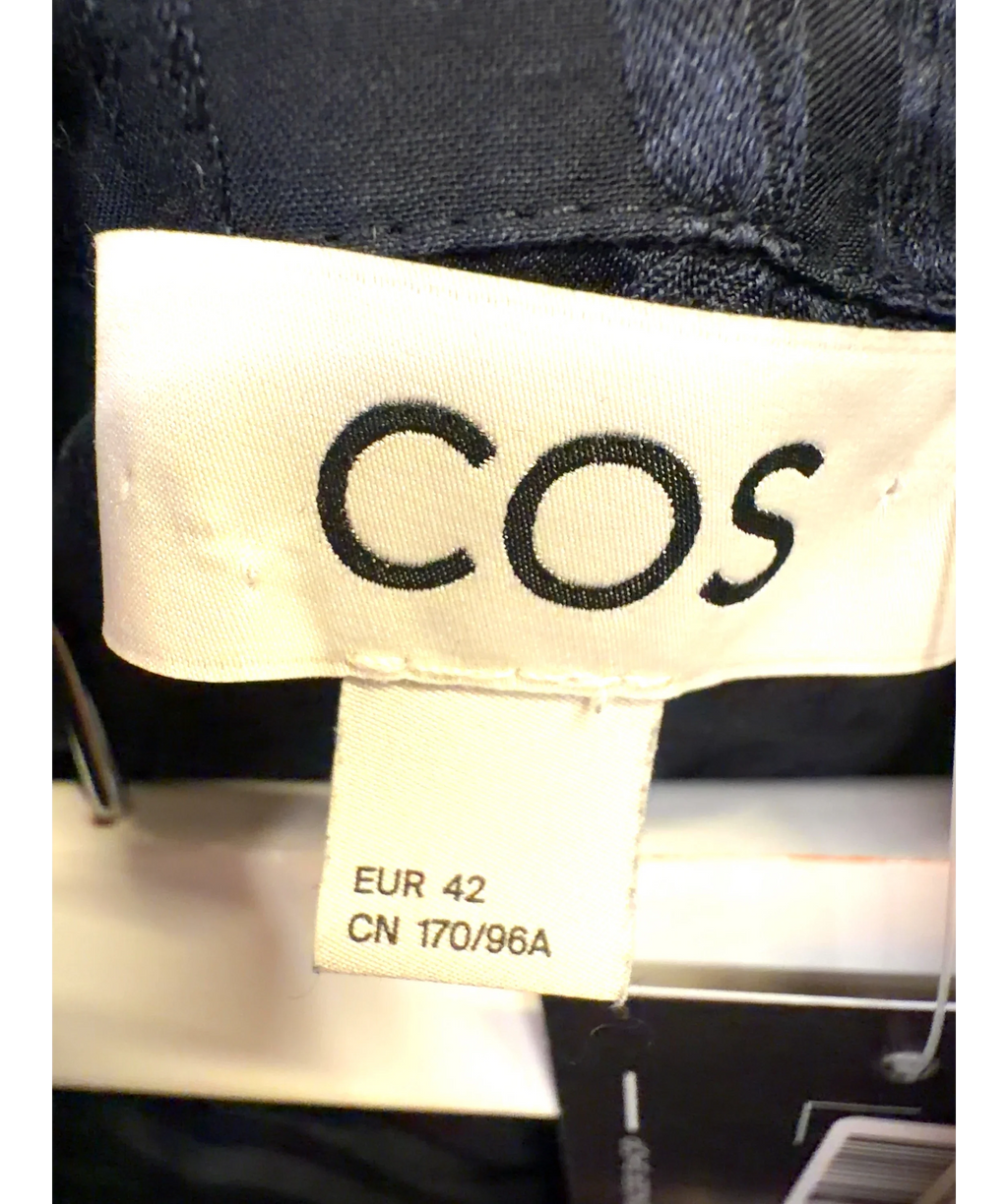 cos navy Silk-Blend Jacquard shirt and matching shorts, size UK S — detail