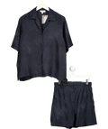 cos navy Silk-Blend Jacquard shirt and matching shorts, size UK S — front