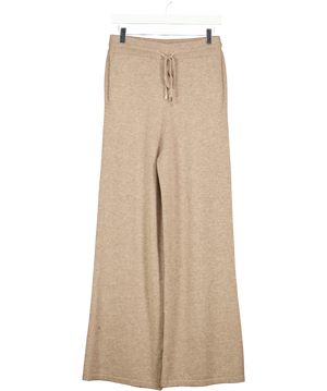 Lilysilk Beige Ribbed Wool / Cashmere Blend Drawstring Trousers UK M