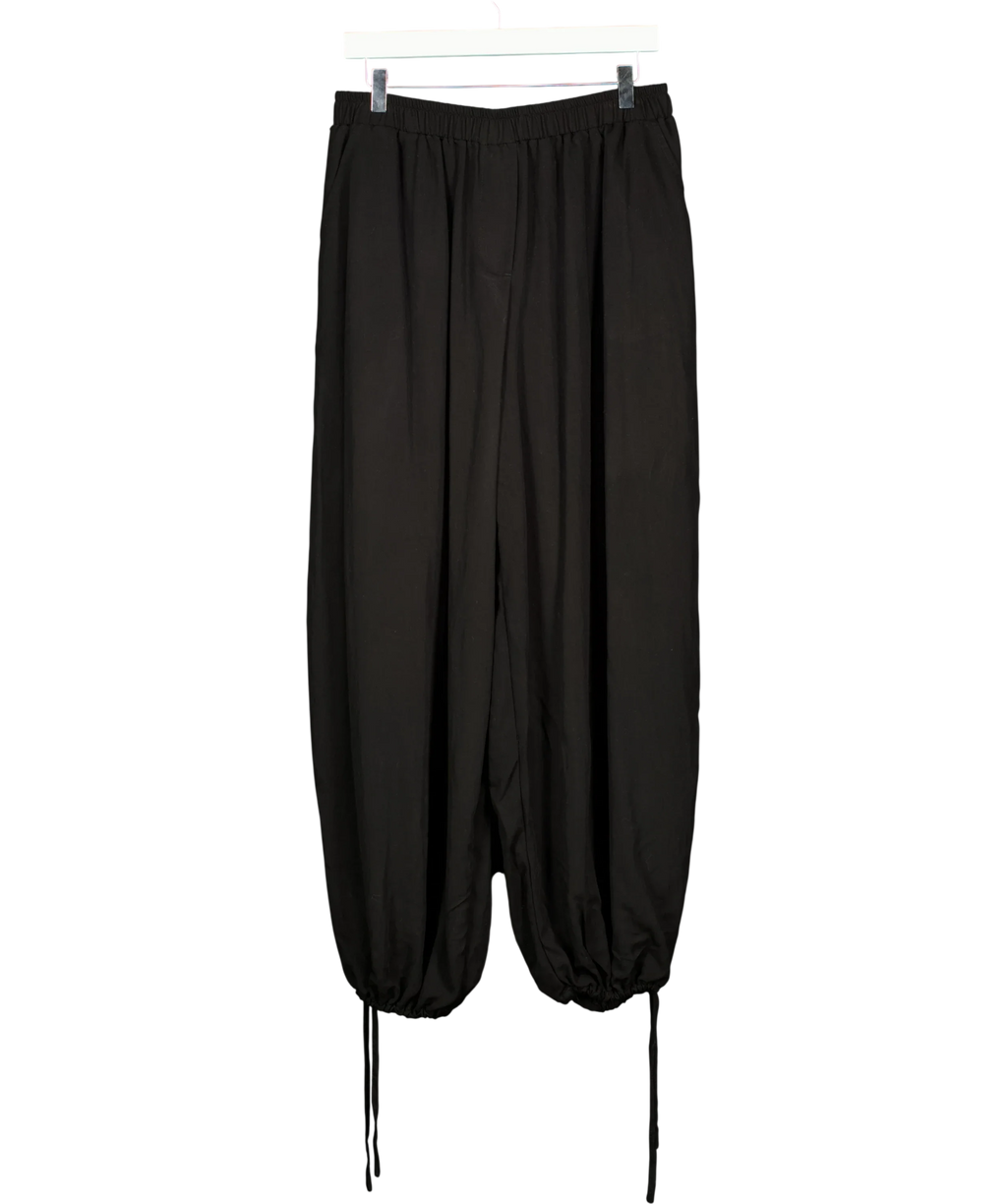 ASOS Black drawstring barrel-leg/balloon trousers, size UK 8 — front