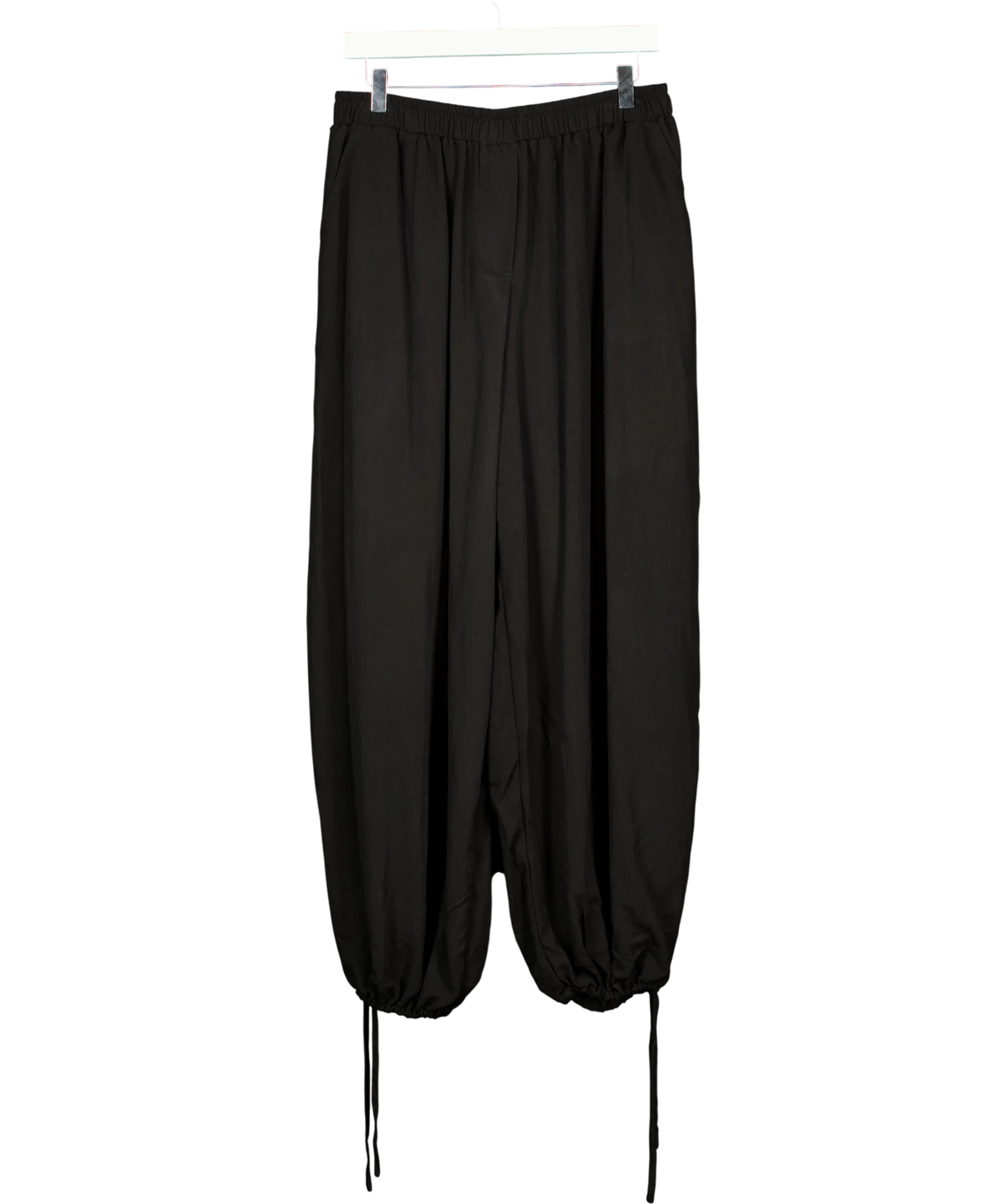 ASOS Black drawstring barrel-leg/balloon trousers, size UK 8 — front