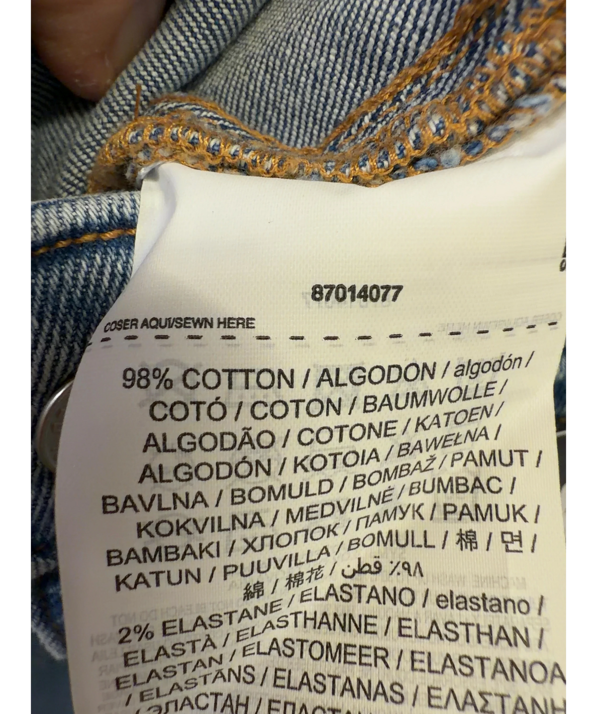 MNG Blue Colour, size UK 10 — label