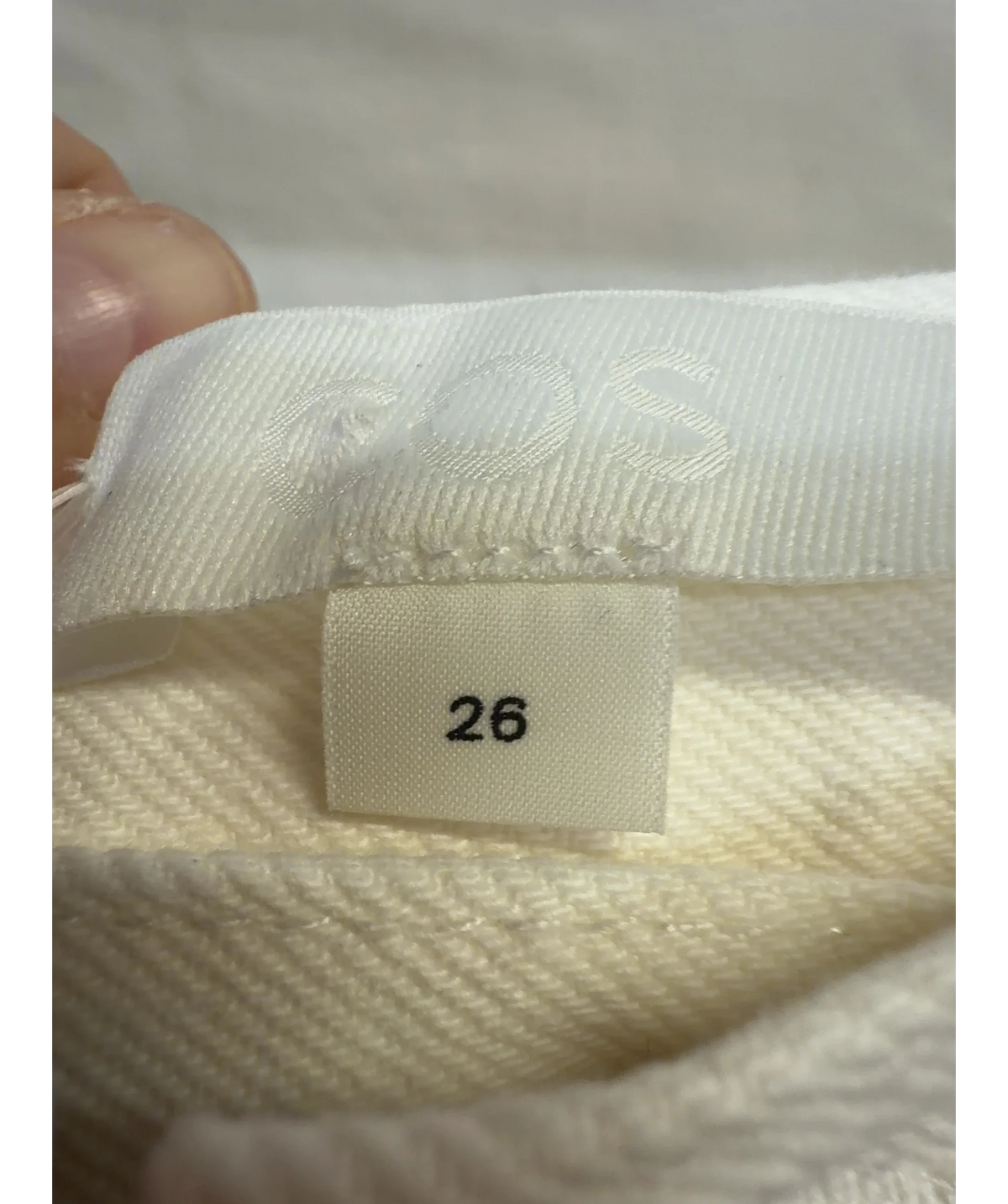 cos Cream Colour, size W26 — care label
