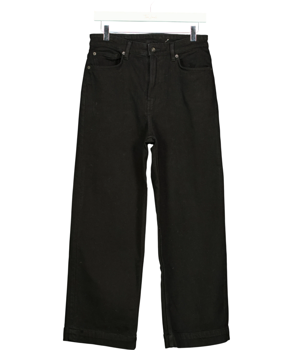 Jigsaw Black Tyne Wide Leg Cropped Jean, size W28 — front