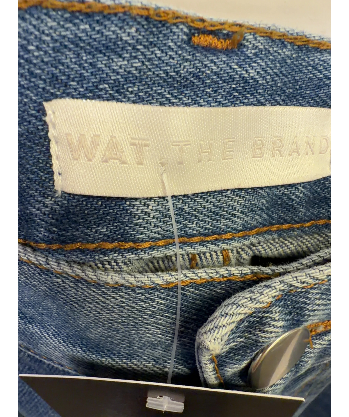 WAT. THE BRAND Blue The Blake Barrel Jean, size UK 10 — detail