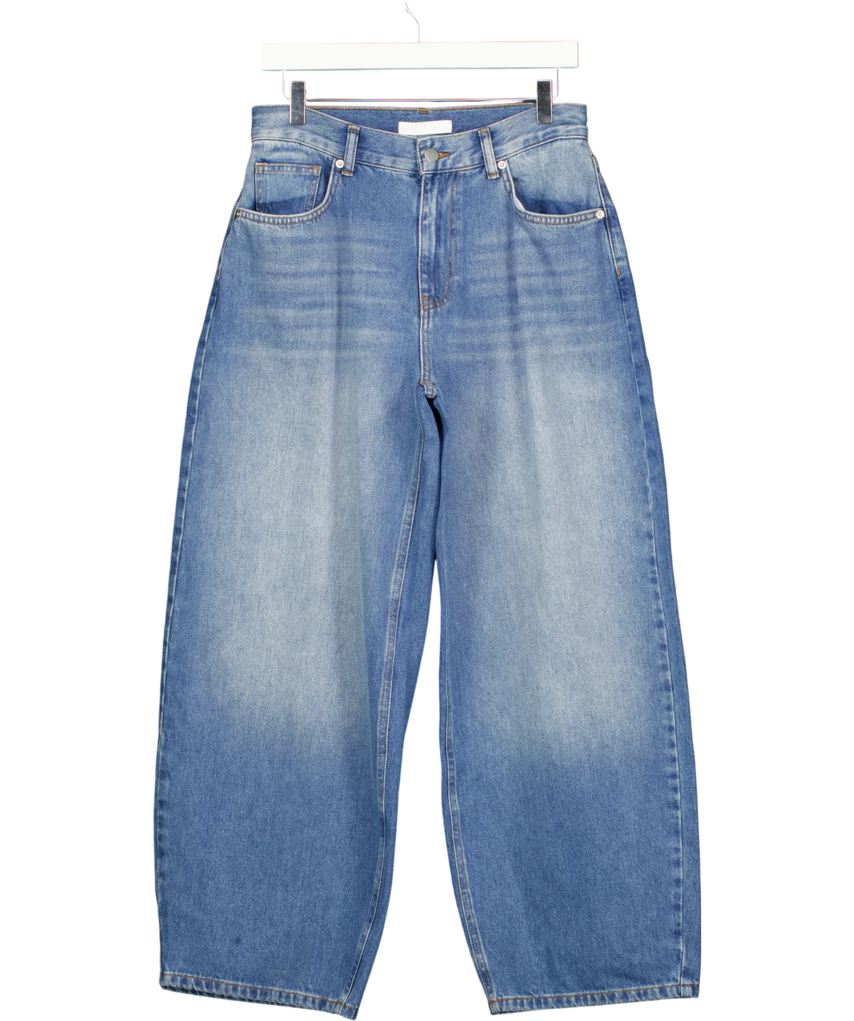 WAT. THE BRAND Blue The Blake Barrel Jean, size UK 10 — front