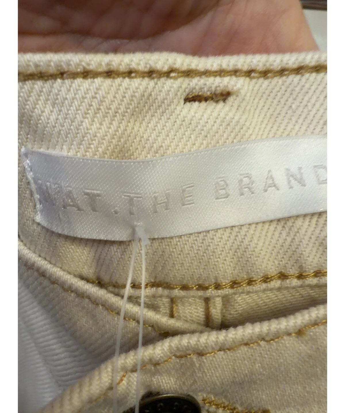 WAT. THE BRAND Beige The Blake Barrel Jean, size UK 10 — detail