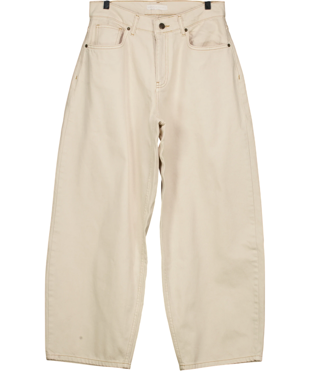 WAT. THE BRAND Beige The Blake Barrel Jean, size UK 10 — front