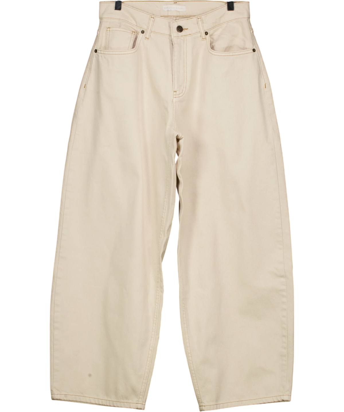 WAT. THE BRAND Beige The Blake Barrel Jean, size UK 10 — front