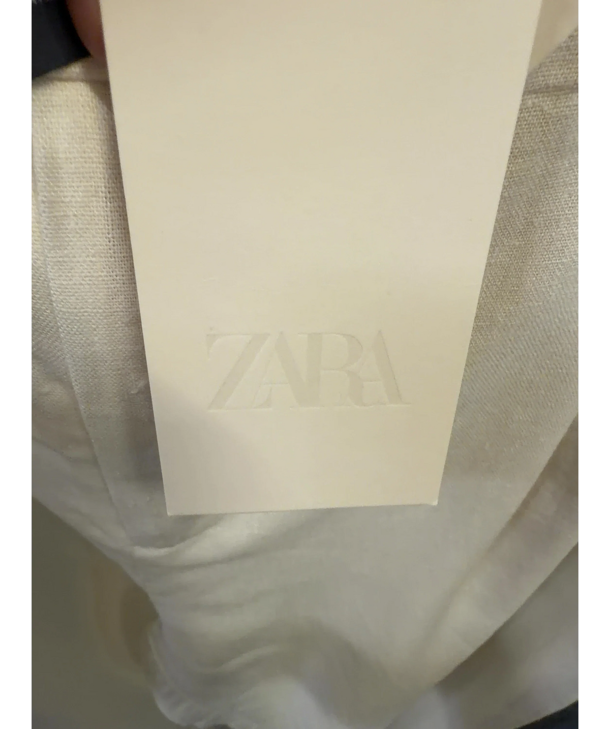 ZARA White pleated linen-blend/cigarette trousers, size UK S — detail
