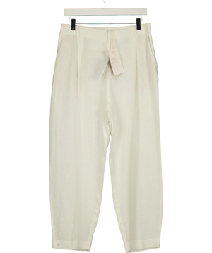 Zara Pleated Linen-Blend Cigarette Trousers White UK S