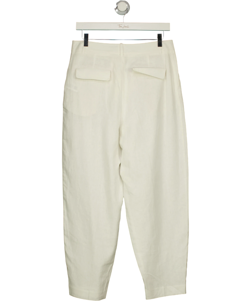 ZARA White pleated linen-blend/cigarette trousers, size UK S — back
