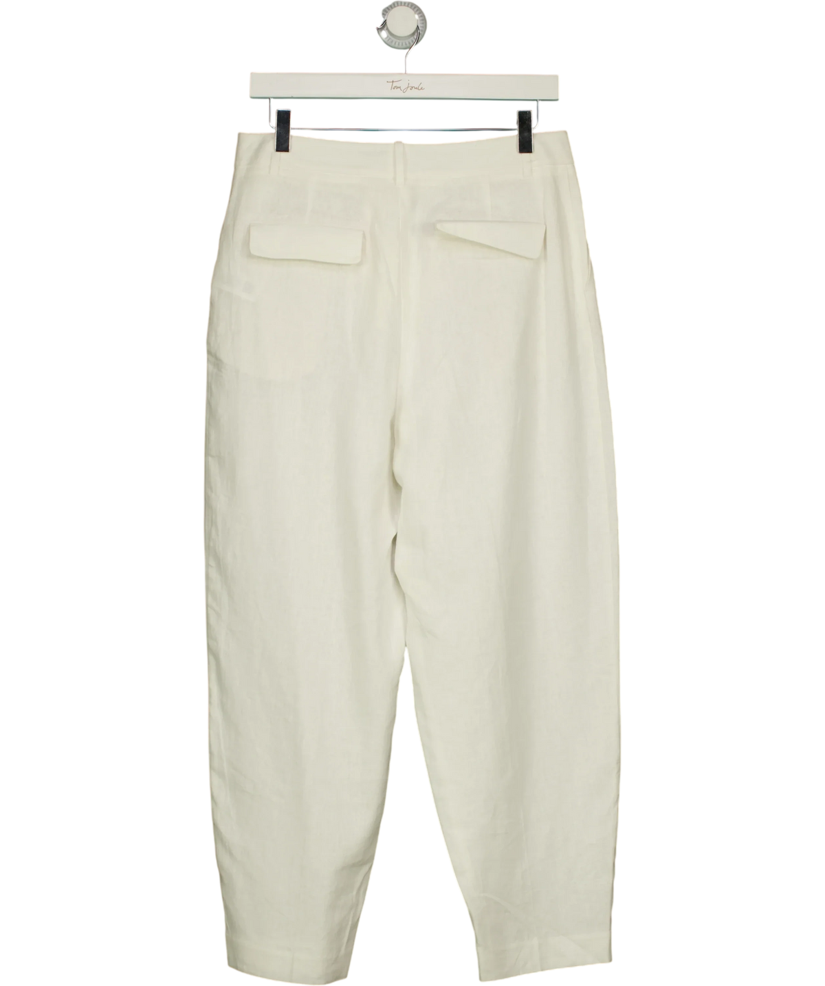 ZARA White pleated linen-blend/cigarette trousers, size UK S — back