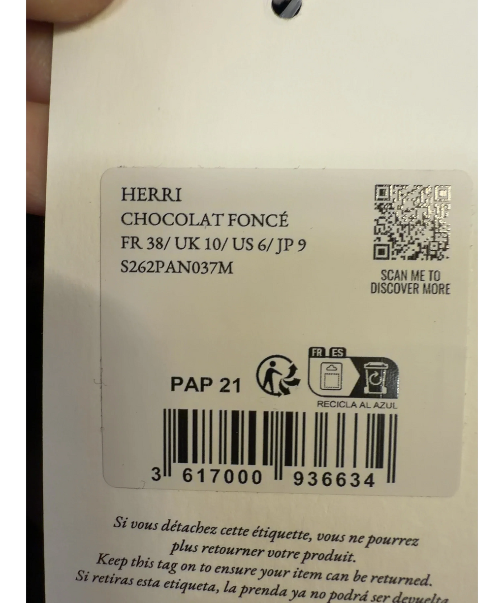 Sézane Brown Herri Troutser, size UK 10 — label