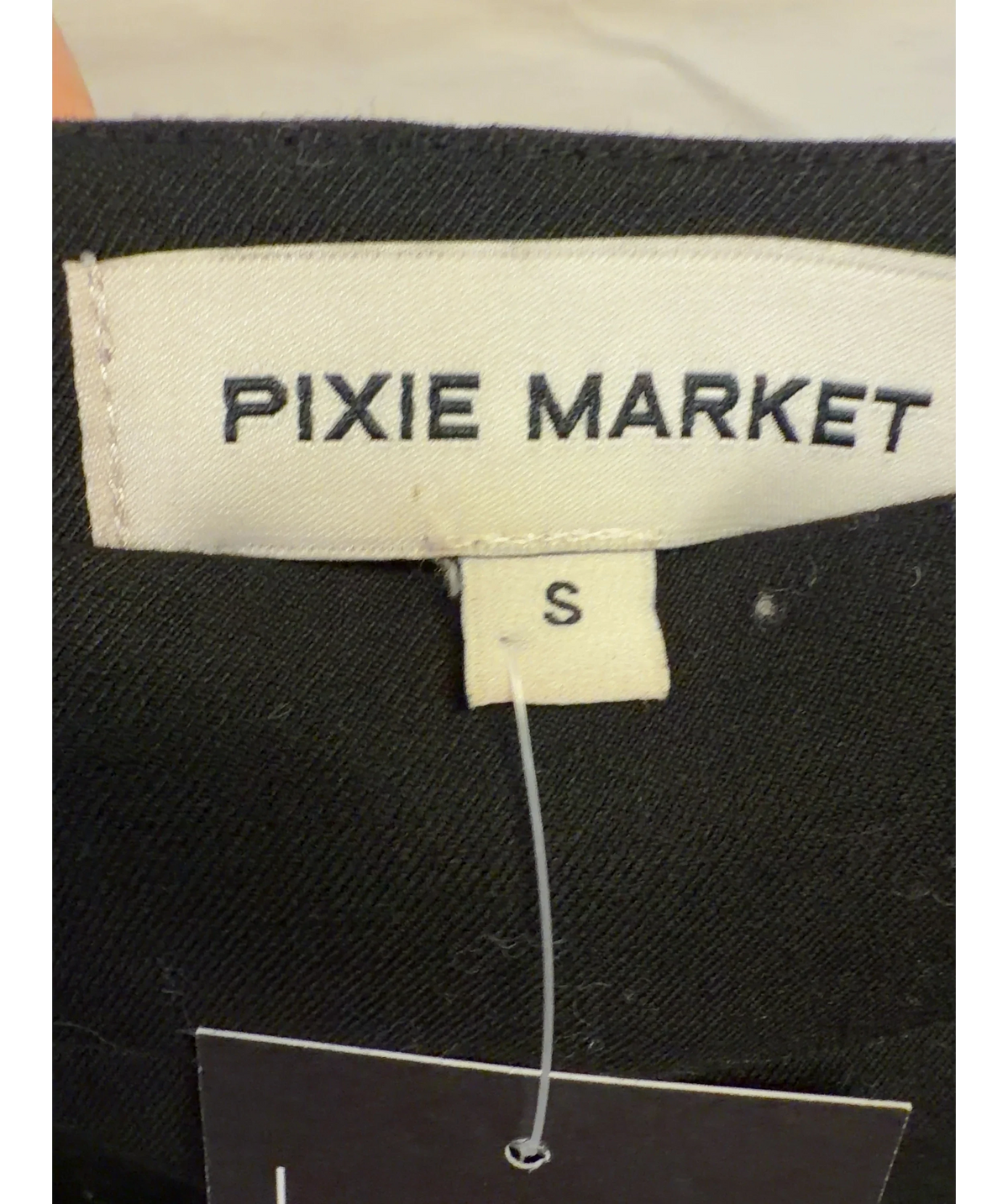 Pixie Market Black High-Waist Split-Hem Woven Midi Skirt, size UK S — detail