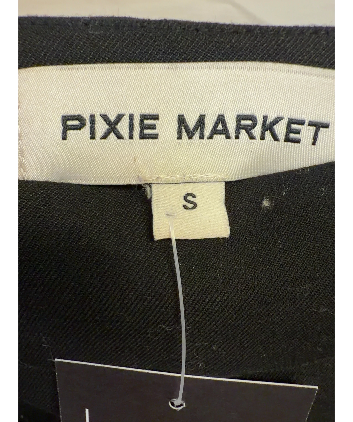 Pixie Market Black High-Waist Split-Hem Woven Midi Skirt, size UK S — care label