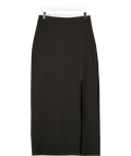 Pixie Market Black High-Waist Split-Hem Woven Midi Skirt, size UK S — front
