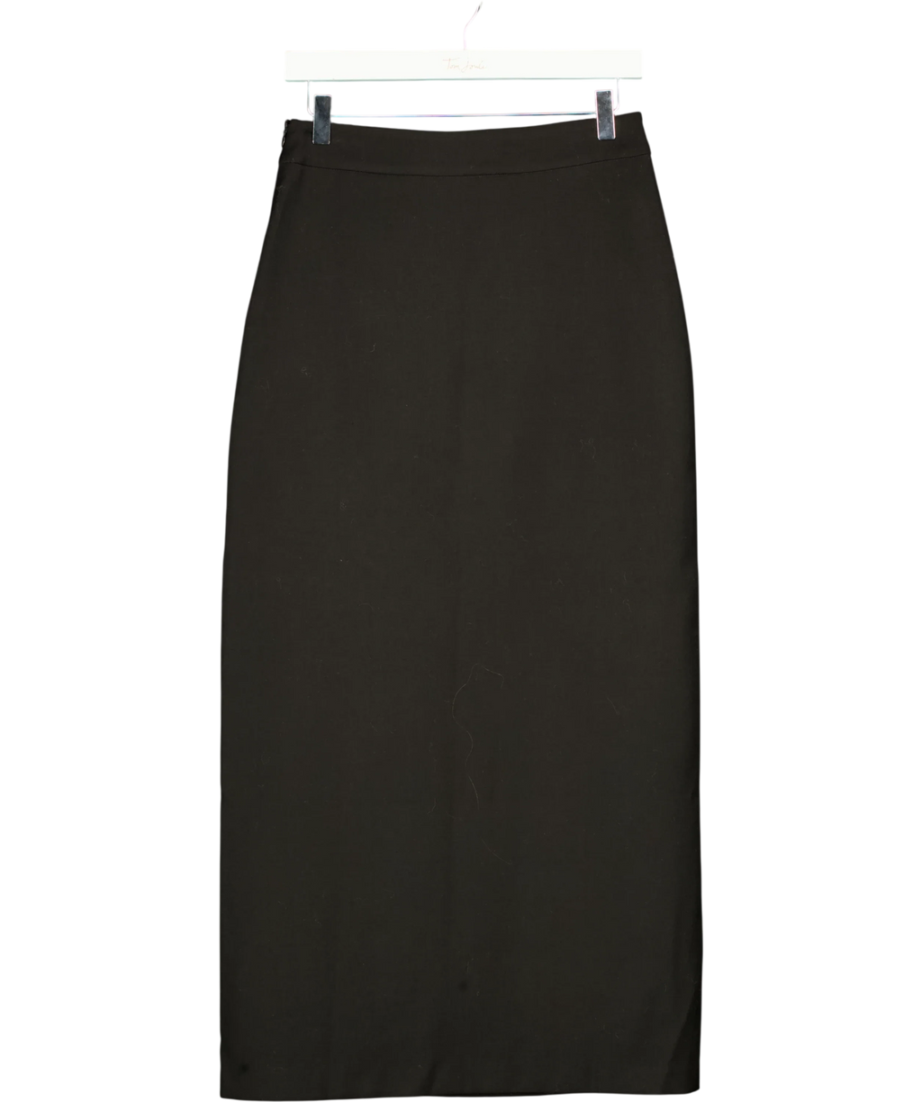Pixie Market Black High-Waist Split-Hem Woven Midi Skirt, size UK S — back