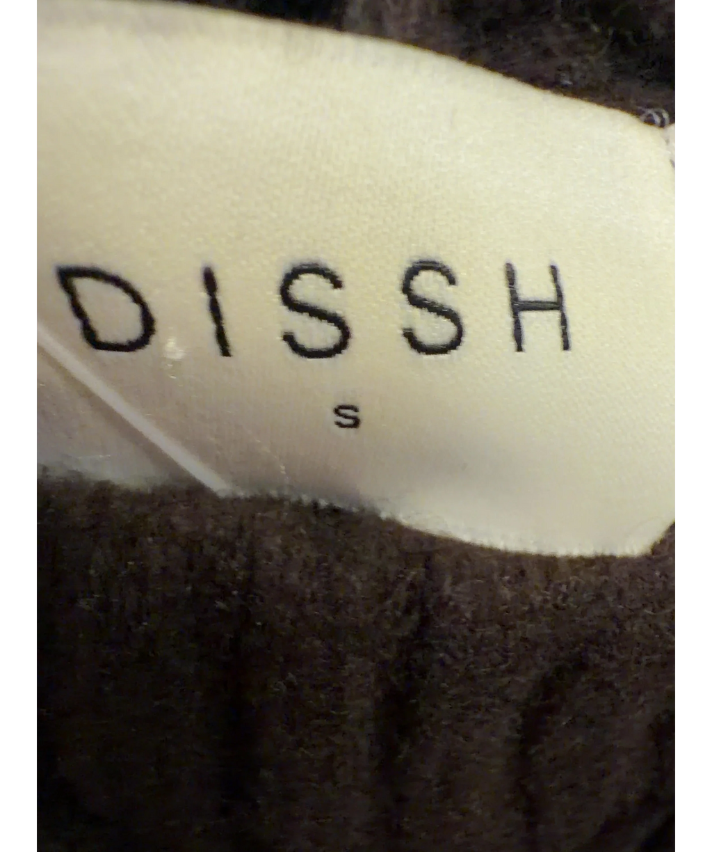 DISSH Brown merino wool knit trousers, size UK S — detail