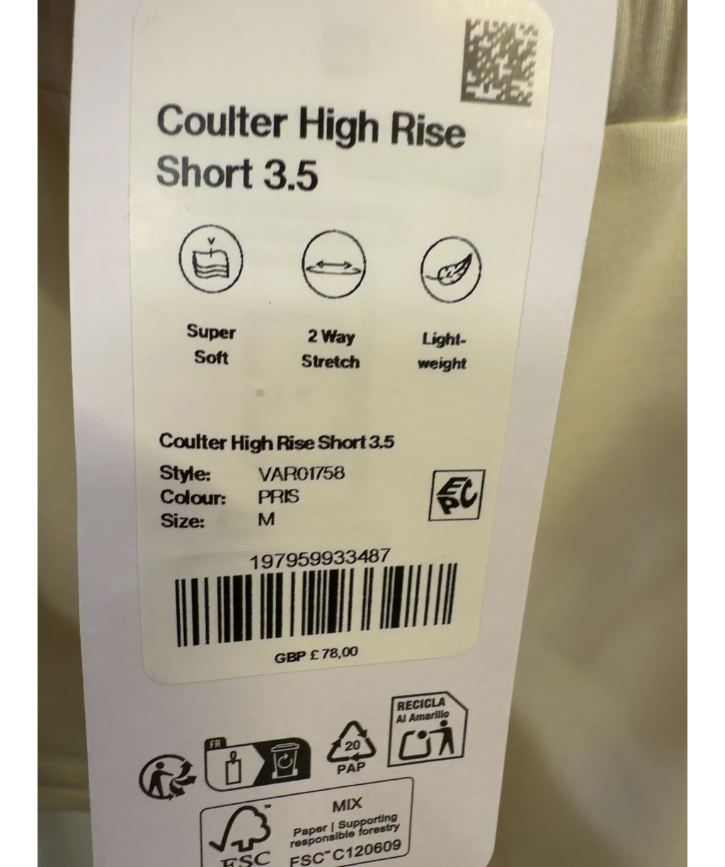 Varley Cream Coulter High Rise Short 3.5, size UK M — label