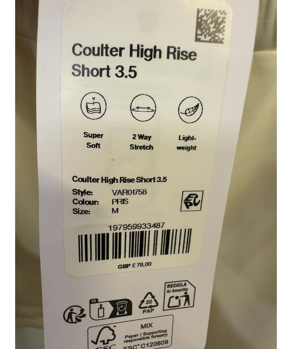 Varley Cream Coulter High Rise Short 3.5, size UK M — care label