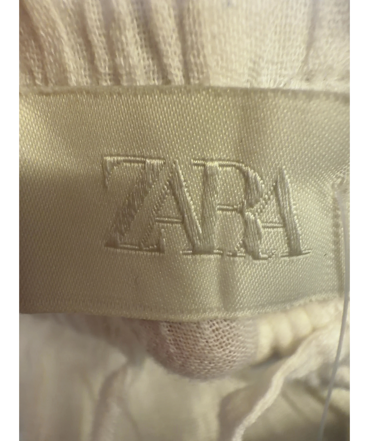 ZARA White cotton drawstring trousers, size UK S — detail