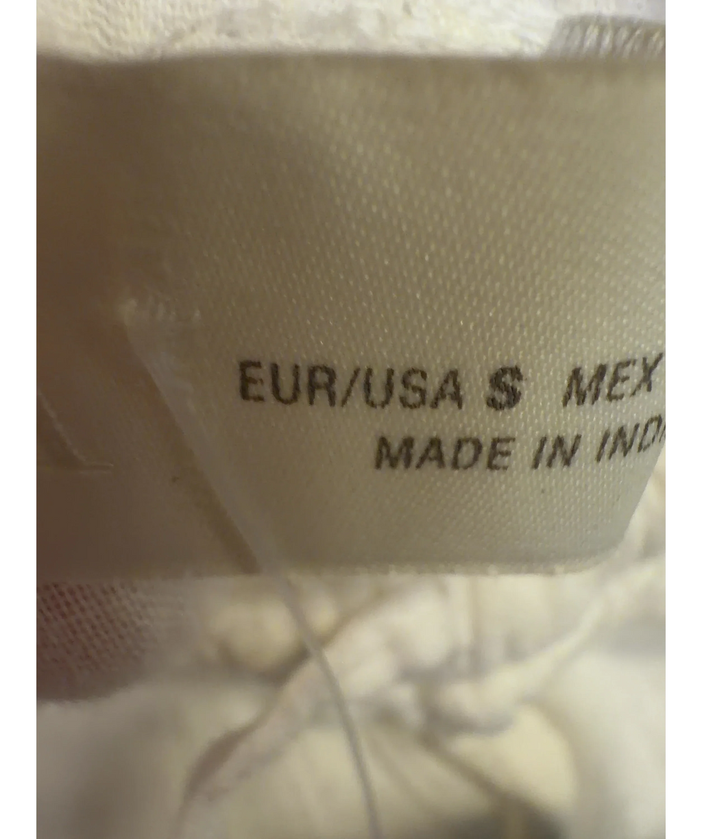 ZARA White cotton drawstring trousers, size UK S — care label