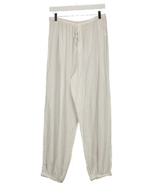 Zara Cotton Drawstring Trousers White Uk S