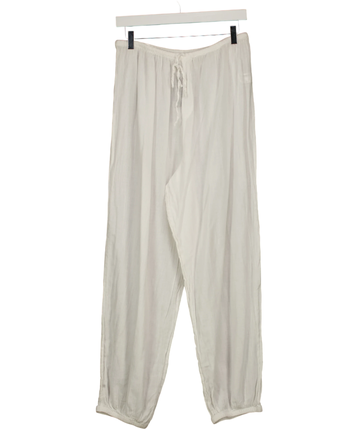 ZARA White cotton drawstring trousers, size UK S — front