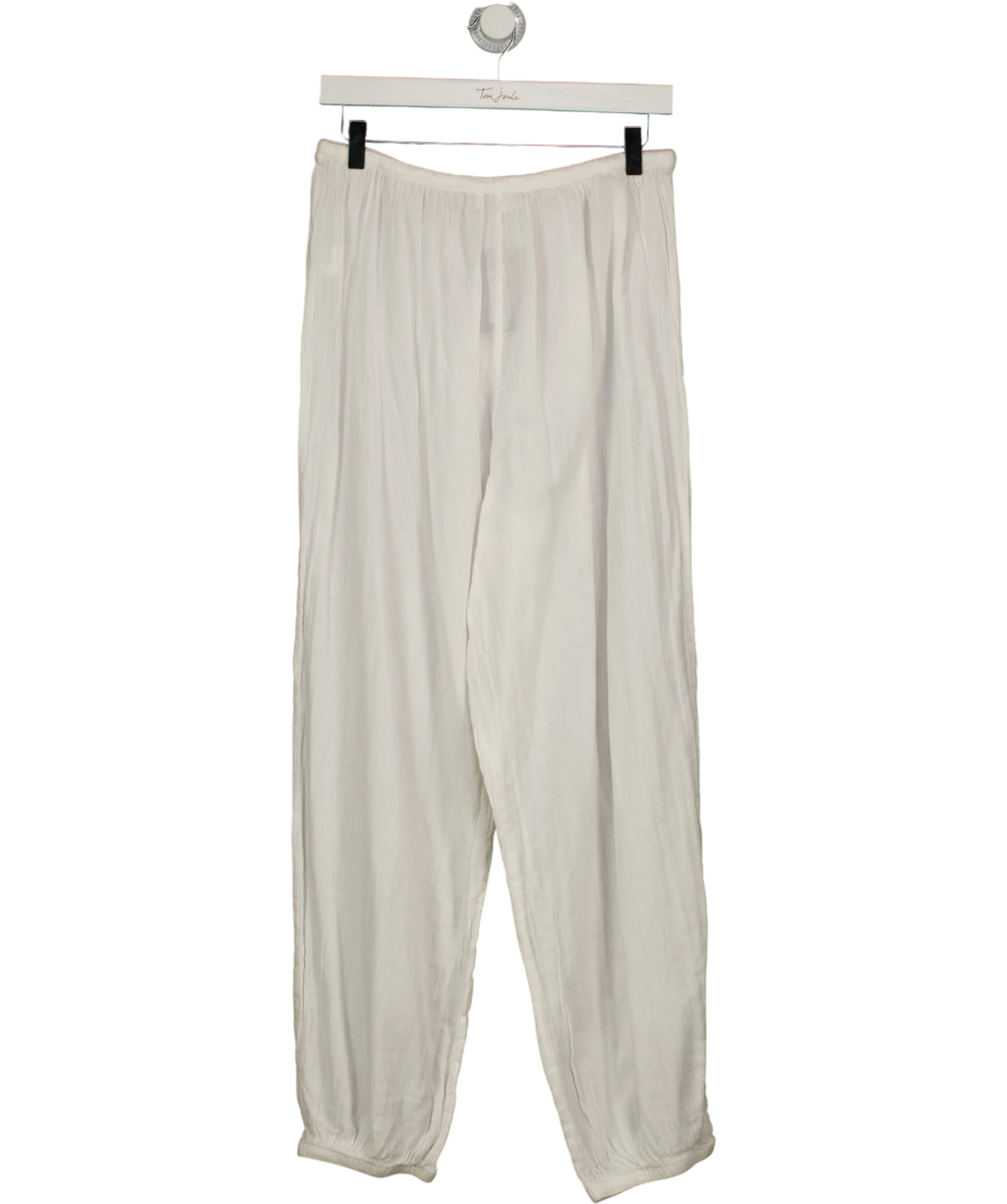 ZARA White cotton drawstring trousers, size UK S — back
