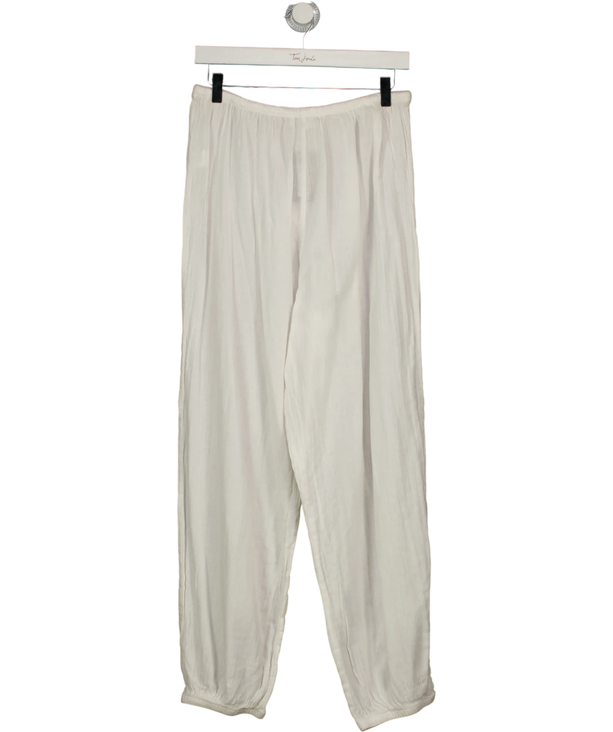 ZARA White cotton drawstring trousers, size UK S — back